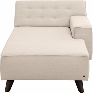 Recamiere TOM TAILOR HOME NORDIC CHIC Sofas Gr. B/H/T: 104 cm x 77 cm x 151 cm, Samtstoff STC, Armlehne rechts, beige (ivory stc 1) Recamieren und Ottomanen im Retrolook, Füße wengefarben, Breite 104 cm
