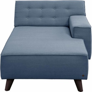 Recamiere TOM TAILOR NORDIC CHIC Sofas Gr. B/H/T: 104 cm x 77 cm x 151 cm, Samtstoff STC, Armlehne rechts, blau (ink blue stc 6) Recamieren und Ottomanen Sofas im Retrolook, Füße wengefarben, Breite 104 cm