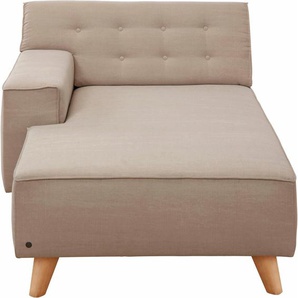 Recamiere TOM TAILOR HOME NORDIC CHIC Sofas Gr. B/H/T: 104 cm x 77 cm x 151 cm, Vintage Webstoff TUS, Armlehne links, beige (ecru tus 1) Recamieren und Ottomanen im Retrolook, Füße Buche natur, Recyclingstoff REC