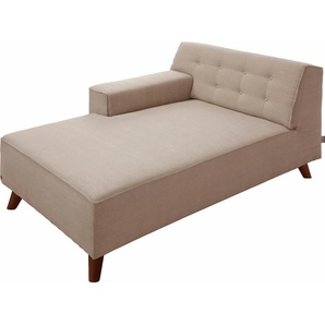 Recamiere TOM TAILOR NORDIC CHIC Sofas Gr. B/H/T: 104 cm x 77 cm x 151 cm, Vintage Webstoff TUS, Armlehne links, beige (ecru tus 1) Recamieren und Ottomanen Sofas im Retrolook, Füße nussbaumfarben, Breite 104 cm