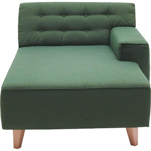 Recamiere TOM TAILOR Sofas Gr. B/H/T: 94 cm x 77 cm x 151 cm, Struktur fein REC, Armlehne rechts, grün (moss green rec 343) Recamieren und Ottomanen im Retrolook, Füße Buche natur, Recyclingstoff REC