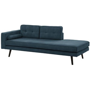 Recamiere Vagnas I Blau/Marineblau Microfaser Yona 202 x 76 x 86cm Armlehne davorstehend links Skandi