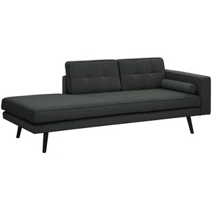 Recamiere Vagnas I Schwarz/Schwarz Webstoff Nere 202 x 76 x 86cm Armlehne davorstehend rechts Skandi