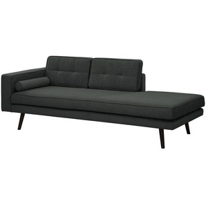 Recamiere Vagnas I Schwarz/Schwarz Webstoff Nere 202 x 76 x 86cm Armlehne davorstehend links Skandi