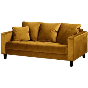 Red Living Sofa Elnora 2-Sitzer Senfgelb Samt 178x85x90 cm