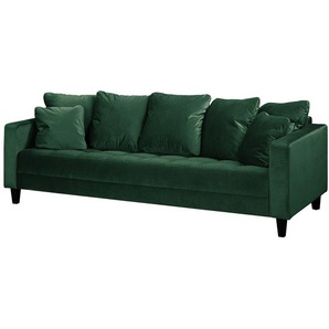Red Living Sofa Elnora 3-Sitzer Dunkelgrün Samt 228x85x90 cm