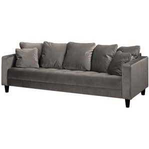 Red Living Sofa Elnora 3-Sitzer Grau Samt 228x85x90 cm