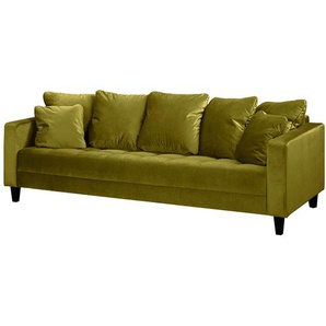 Red Living Sofa Elnora 3-Sitzer Olivgrün Samt 228x85x90 cm
