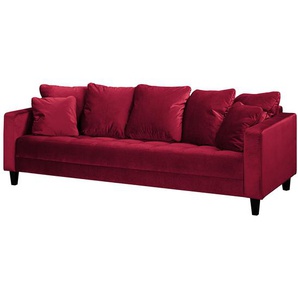 Red Living Sofa Elnora 3-Sitzer Rot Samt 228x85x90 cm