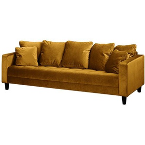 Red Living Sofa Elnora 3-Sitzer Senfgelb Samt 228x85x90 cm