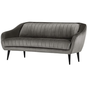 Red Living Sofa Margon 2-Sitzer Grau Samt 190x83x90 cm