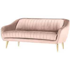 Red Living Sofa Margon 2-Sitzer Hellrosa Samt 190x83x90 cm