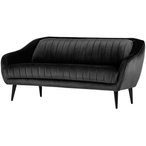 Red Living Sofa Margon 2-Sitzer Schwarz Samt 190x83x90 cm
