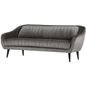 Red Living Sofa Margon 3-Sitzer Grau Samt 215x83x90 cm