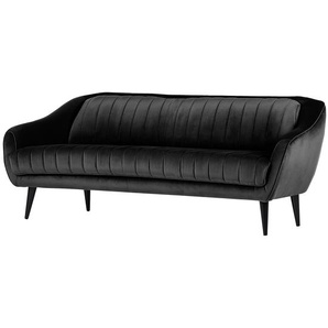 Red Living Sofa Margon 3-Sitzer Schwarz Samt 215x83x90 cm