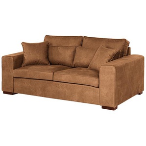 Red Living Sofa Randan II 2,5-Sitzer Nougat Microfaser 194x85x104 cm