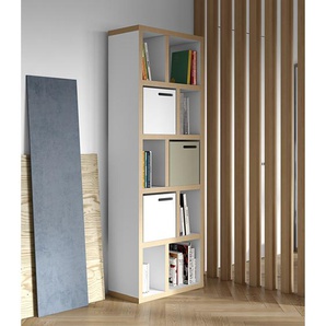 Regal MDF Mitteldichte Holzfaserplatte , furniert & lackiert Weiß/Weiß/Hellbraun 70 x 198cm