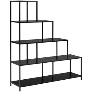 Regal XII Böden: MDF Mitteldichte Holzfaserplatte , beschichtet Gestell: Metall, pulverbeschichtet Schwarz/Eiche Schwarzbraun Dekor 135 x 150 x