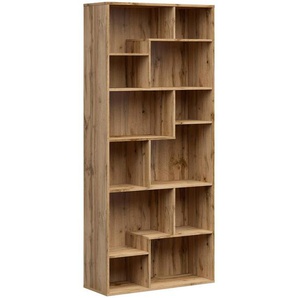 Xxxl Regal, Eiche Wotan, Holzwerkstoff, 8 Fächer, 87.5x197.5x33.5 cm, Wohnzimmer, Regale, Bücherregale