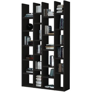 Regal IX Wabenplatte, lackiert Schwarz/Eiche Schwarzbraun Dekor 125 x 221 x 33cm
