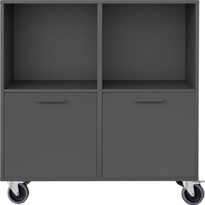 Regal HAMMEL FURNITURE Keep by Hammel Regale Gr. B/H/T: 88,6 cm x 81,2 cm x 42 cm, 1 St., schwarz Büroregal Büroregale mit 2 Türen und Rollen, Breite 88,6 cm, flexible Möbelserie
