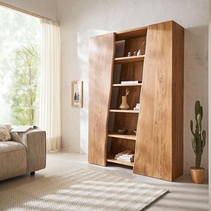 Regal Live-Edge 140x195 cm Akazie Natur 2 Türen, Regale, Baumkantenmöbel, Massivholzmöbel, Massivholz
