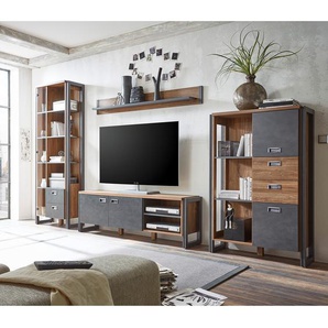 Regal III Front & Korpus: Spanplatte, foliert Gestell: MDF Mitteldichte Holzfaserplatte , foliert Griffe: Kunststoff, lackiert Braun 90 x 140 x