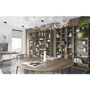 Regal III MDF Mitteldichte Holzfaserplatte , lackiert Grau/Sandgrau 216 x 224 x 34cm