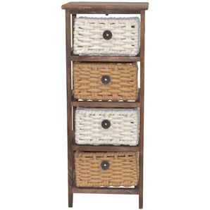 Regal MDF und Massivholz mit vier Körben 73 cm hoch