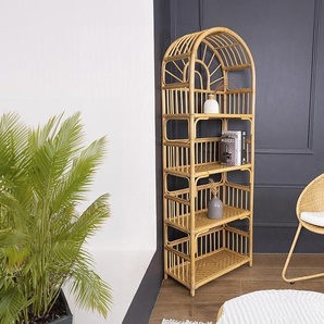 Regal mit 4 Ablagen - Rattan - Naturfarben - IRISOU