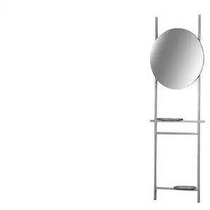 Regal mit Spiegel - grau - Materialmix - 60 cm - 180 cm - cm 27,0 | Möbel Kraft