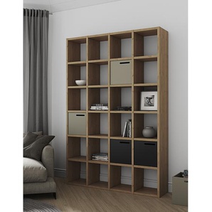 Regal II Wabenplatte, furniert Braun/Beige/Eiche 151 x 224 x 34cm