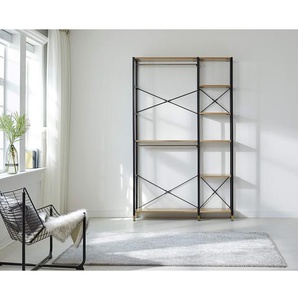 Regal III Böden: MDF Mitteldichte Holzfaserplatte , beschichtet Gestell: Metall, pulverbeschichtet Braun 85 x 210 x 30cm