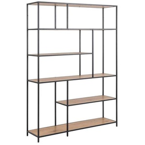 Xxxl Regal Seaford, Eiche, Schwarz, Holzwerkstoff, 6 Fächer, 135x185x35 cm, Typenauswahl, Beimöbel erhältlich, stehend, Wohnzimmer, Regale,