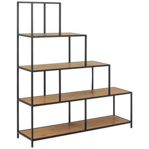 Xxxl Regal Seaford, Eiche, Schwarz, Holzwerkstoff, 5 Fächer, 135x150x35 cm, stehend, Typenauswahl, Beimöbel erhältlich, Arbeitszimmer, Büroregale,