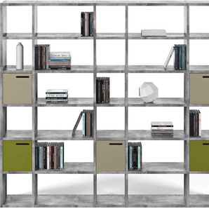 Regal TEMAHOME Pombal Regale Gr. B/H/T: 255 cm x 224 cm x 34 cm, grau (betonfarben) Bücherregal Raumteiler-Regal Raumteiler-Regale Regale