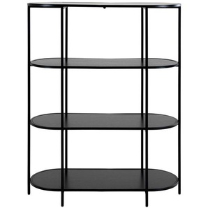 Regal Tiva Stahl, pulverbeschichtet Holzspanplatte Melamin beschichtet Schwarz/Schwarz 85 x 111 x 36cm