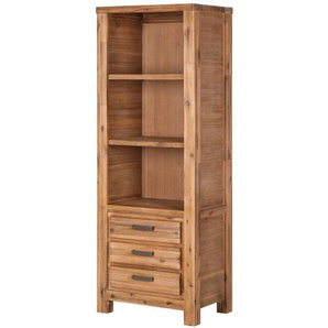 Regal Massivholz Akazie, gebeizt & lackiert Seitenwände: MDF Mitteldichte Holzfaserplatte , furniert, gebeizt & lackiert Braun/Beige 67 x 180 x