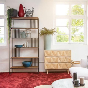 Regal Uulu I Böden: Massivholz Akazie, gebeizt & lackiert Gestell: Metall, lackiert Schwarz 100 x 200 x 35cm