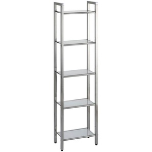 Xxxl Regal, Weiß, Edelstahl, Glas, 5 Fächer, 30.5x114x17 cm, Arbeitszimmer, Büroregale, Bücherregale