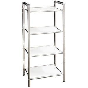 Xxxl Regal, Weiß, Edelstahl, Metall, Glas, 4 Fächer, 30x87x40.5 cm, Wohnzimmer, Regale, Bücherregale
