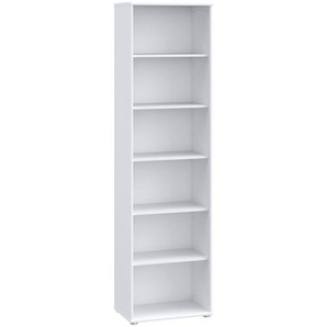 Regal, Weiß, Holzwerkstoff, 5 Fächer, 54x197.5x34.8 cm, Typenauswahl, Beimöbel erhältlich, stehend, Wohnzimmer, Regale, Bücherregale