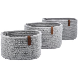 Regalkörbe, 3er Set | grau | Polyester, Baumwolle, Baumwolle, Polyester | 23 cm | 13 cm | 18 cm |