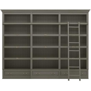 Regalwand Massivholz Pinie, lackiert Rück-, Seitenwände & Einlegeböden: MDF Mitteldichte Holzfaserplatte , lackiert Grau/Granit 311 x 239 x
