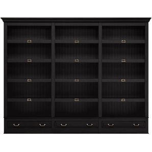 Regalwand Massivholz Pinie, lackiert Rück-, Seitenwände & Einlegeböden: MDF Mitteldichte Holzfaserplatte , lackiert Schwarz/Schwarz 311 x 239 x
