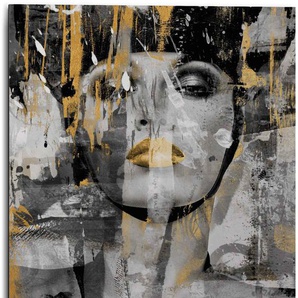 Wandbild REINDERS Aluminium Kraftvolle Frau - Freiheit Modern Kräftig Bilder Gr. B/H: 50 cm x 70 cm, Frau, 1 St., goldfarben Kunstdrucke