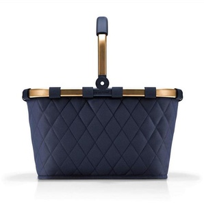 Reisenthel Einkaufskorb Carrybag frame rhombus midnight gold, Gold, Dunkelblau, Textil, 22 L, quadratisch, 49x29x28 cm, umweltfreundlich, Freizeit, Koffer & Taschen, Einkaufskörbe