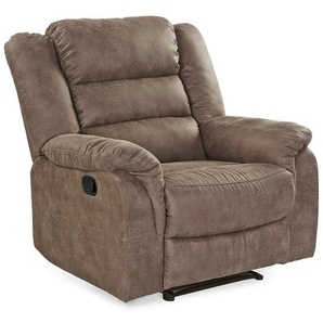 Relax-Fernsehsessel TV Liegefunktion Federkernpolster Stoff Vintage Grau Braun / 15132