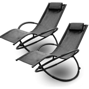 Relax Liege Liegestuhl Gartenliege Sonnenliege Klappsessel Relaxliege Schaukelliege Klappbar (2x Relaxliege, Black)