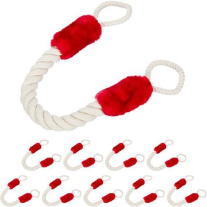 Relaxdays - 10 x Türkordel, Türstopper Klinke, 60 cm lang, Klemmschutz für Kinder & Tiere, Tür Seil maritim, Zufallschutz, creme/rot